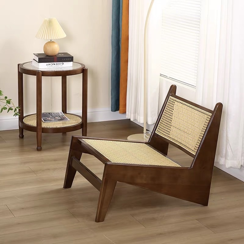 Ghế thư giãn Kangaroo gỗ phối mây phong cách Retro
