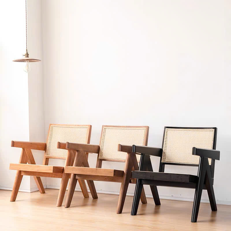 Ghế thư giãn Pierre Jeanneret gỗ phối mây phong cách Retro