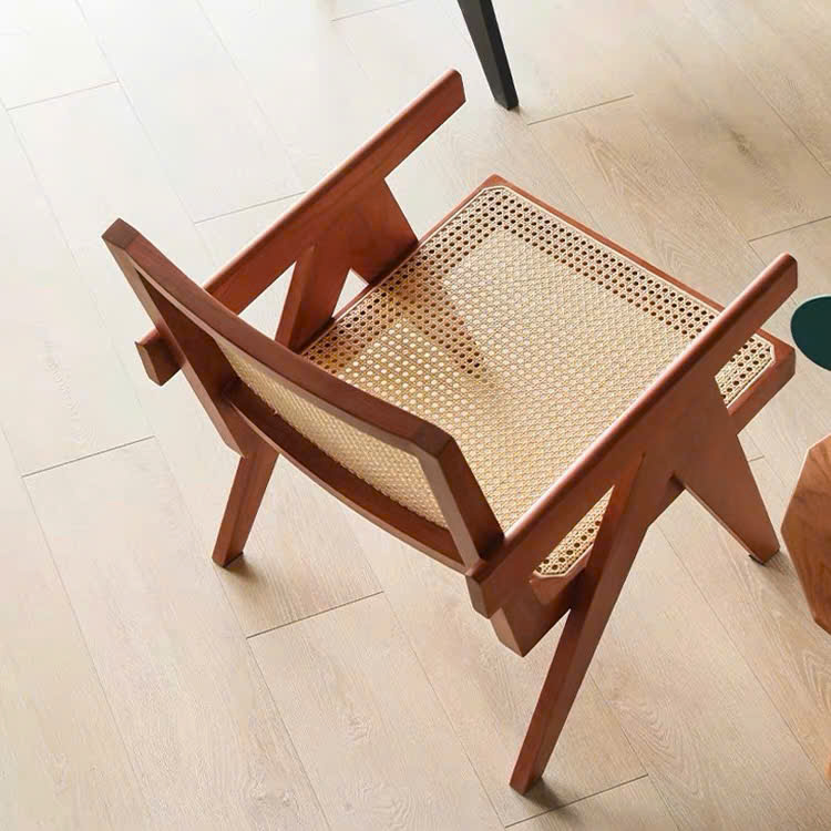 Ghế thư giãn Pierre Jeanneret gỗ phối mây phong cách Retro