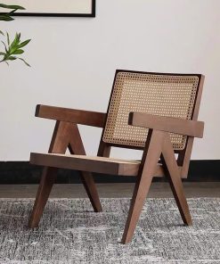 Ghế thư giãn Pierre Jeanneret gỗ phối mây phong cách Retro