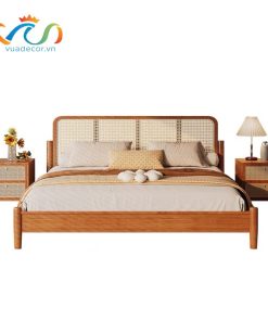 Giường ngủ Gỗ tự nhiên phối mây VG01