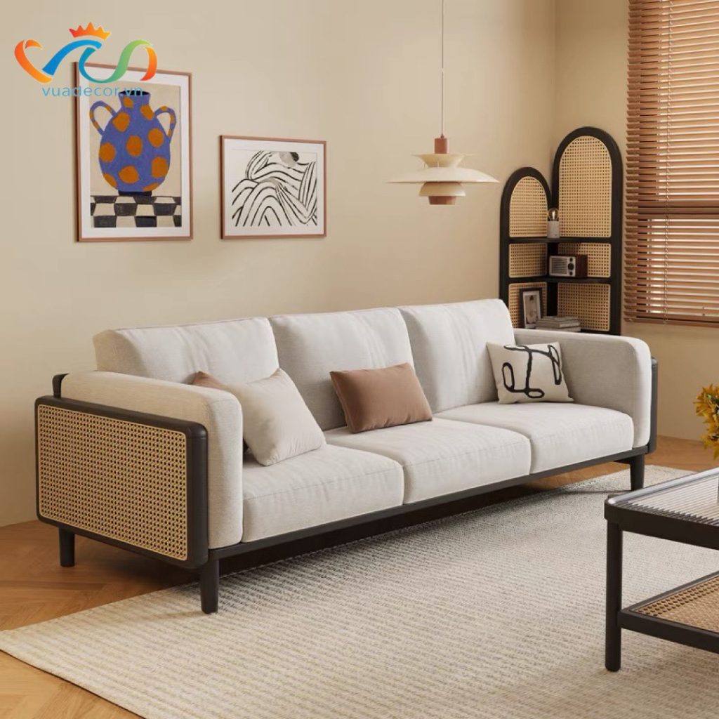 Sofa gỗ phối mây VS38 Helena