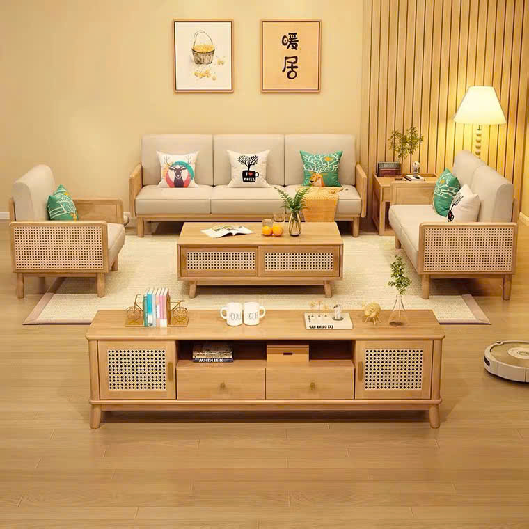 Sofa gỗ phối mây VS38 Helena