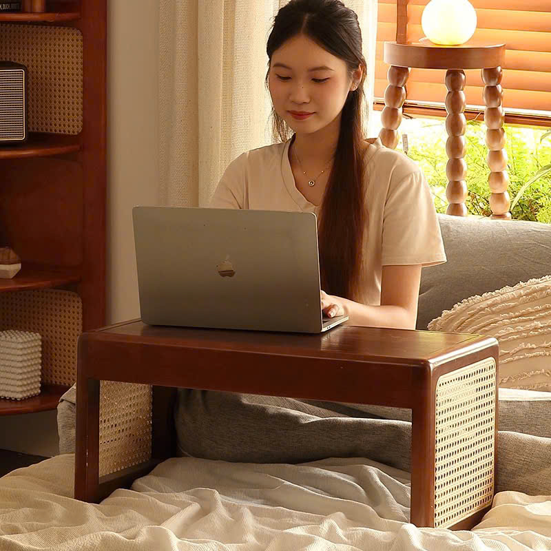 Bàn trà, giỏ gỗ phối mây VGD03