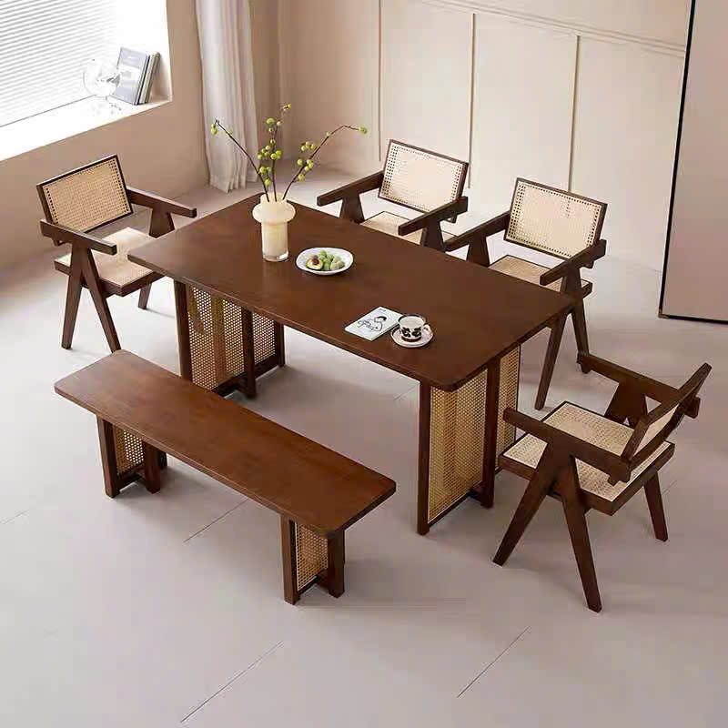 Ghế băng, ghế ăn, ghế cafe VGB06 gỗ phối mây