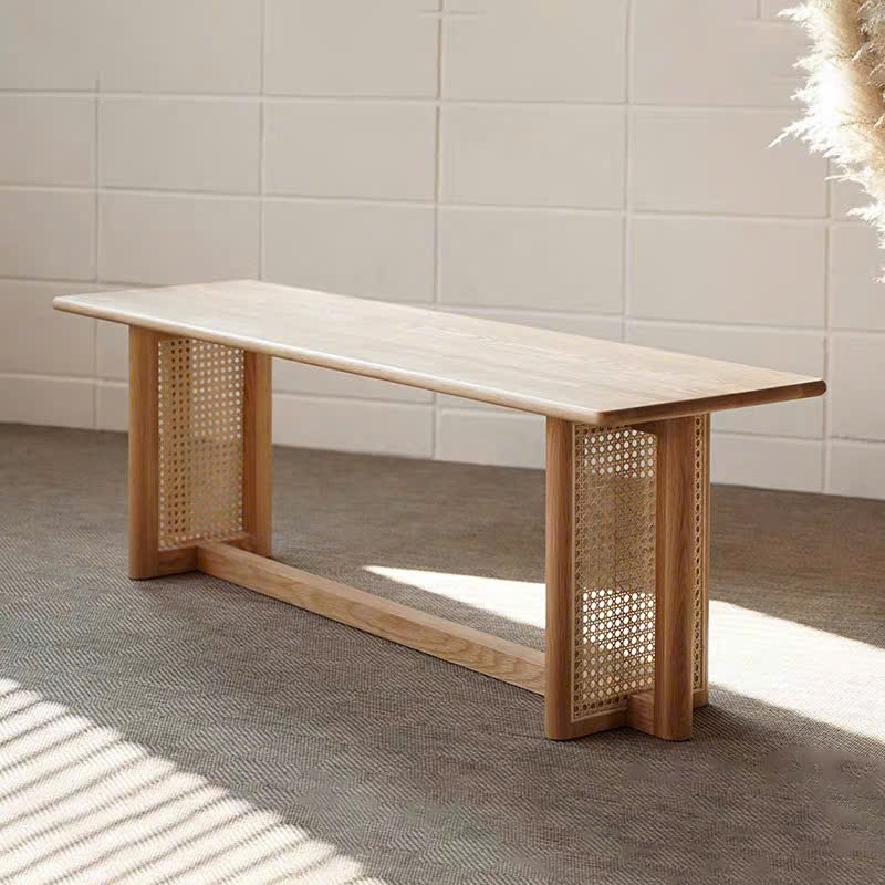 Ghế băng, ghế ăn, ghế cafe VGB06 gỗ phối mây