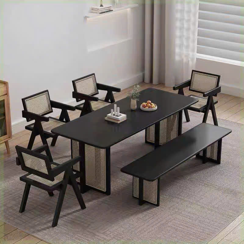 Ghế băng, ghế ăn, ghế cafe VGB06 gỗ phối mây
