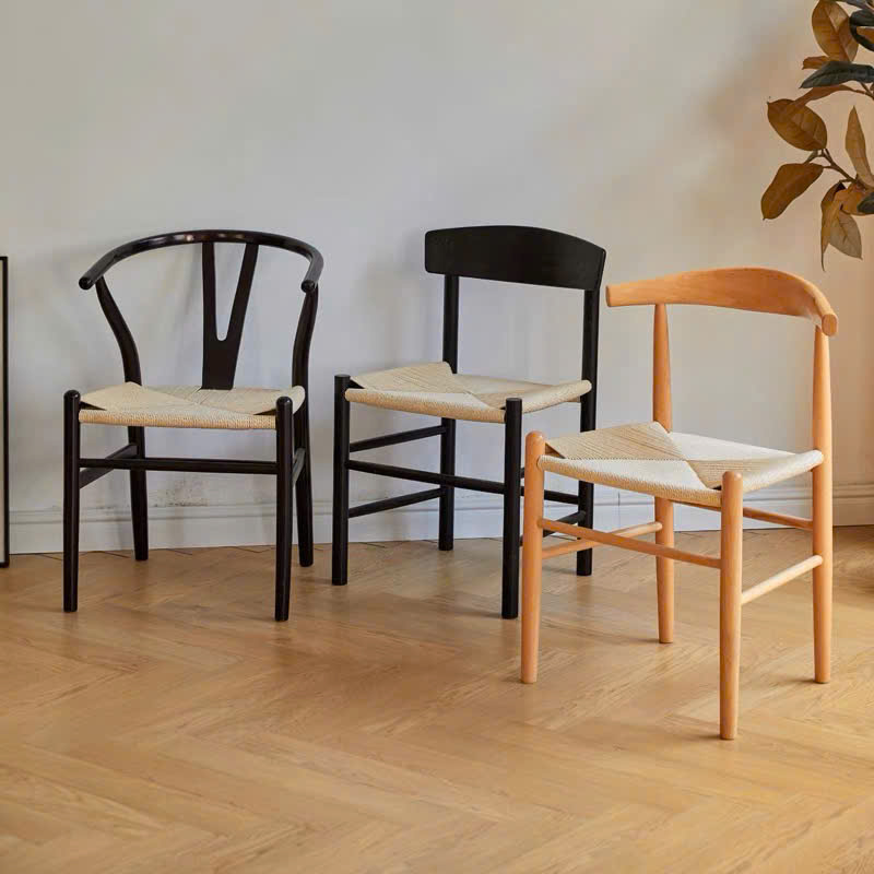 Ghế ăn, ghế cafe Wishbone đan dây phong cách hiện đại, Bắc Âu