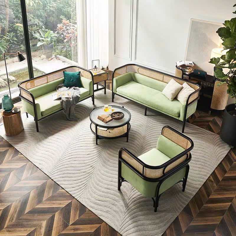 Sofa gỗ phối mây VS36 Targa