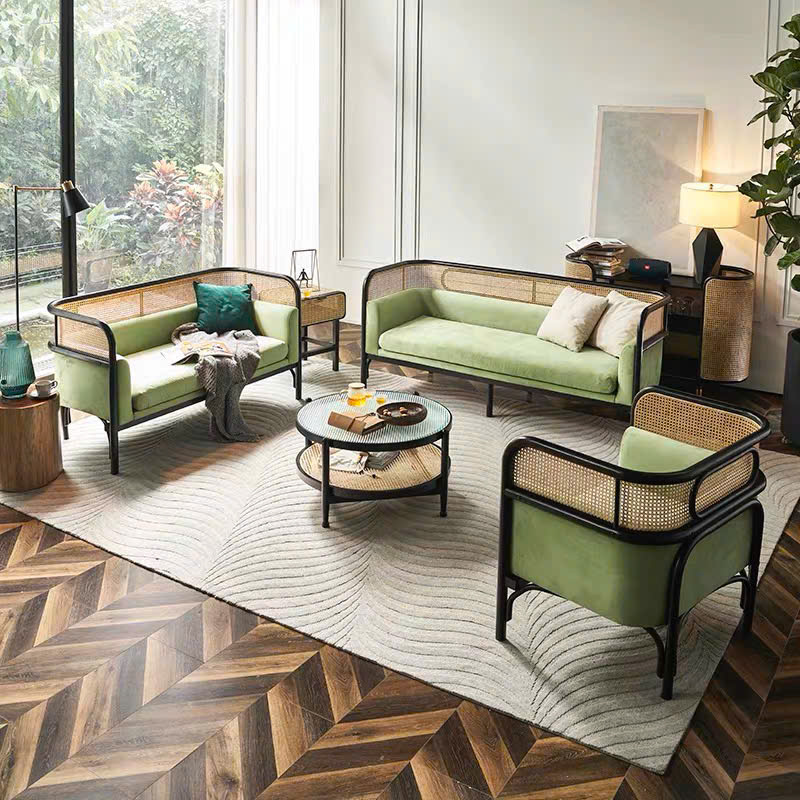 Sofa gỗ phối mây VS36 Targa