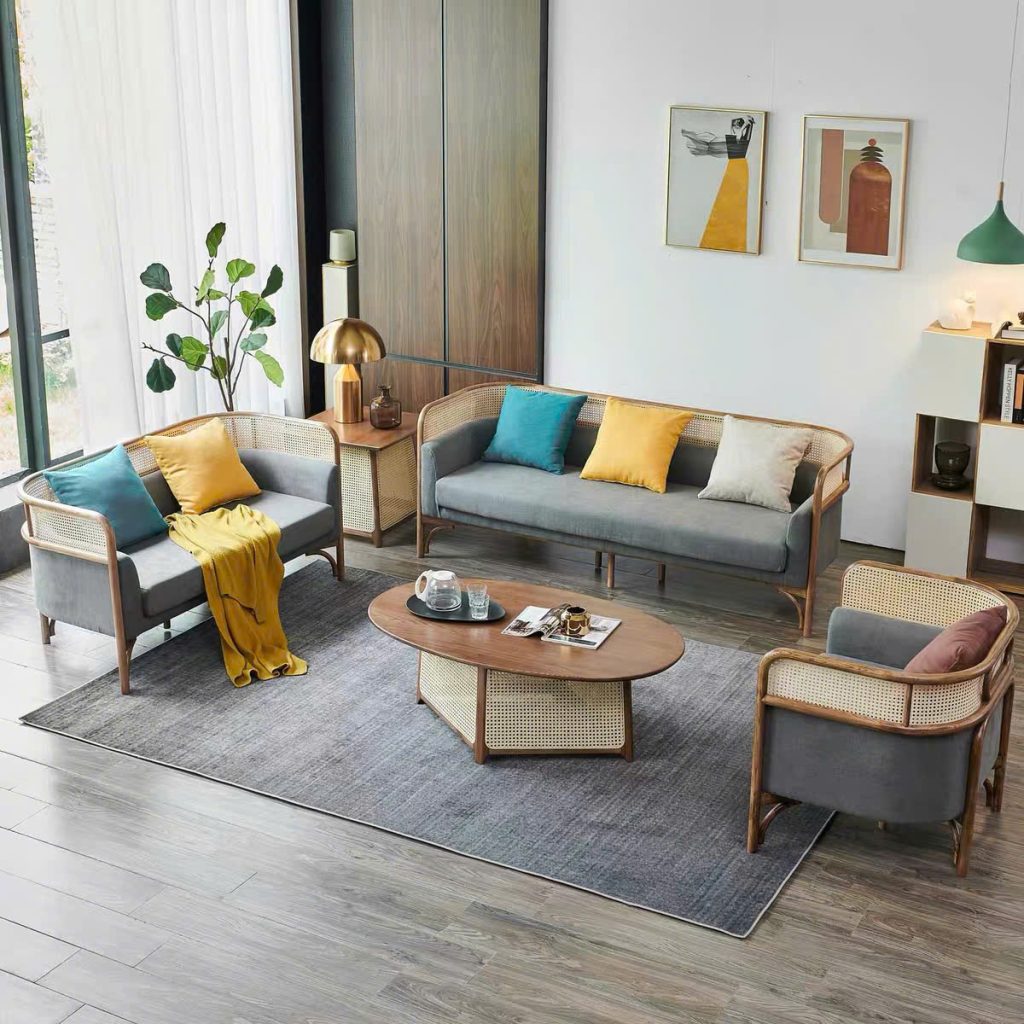 Sofa gỗ phối mây VS36 Targa