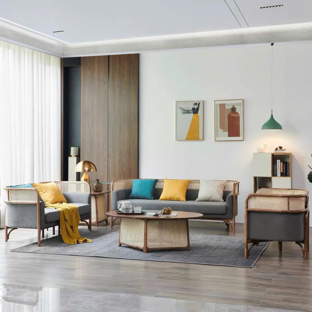 Sofa gỗ phối mây VS36 Targa