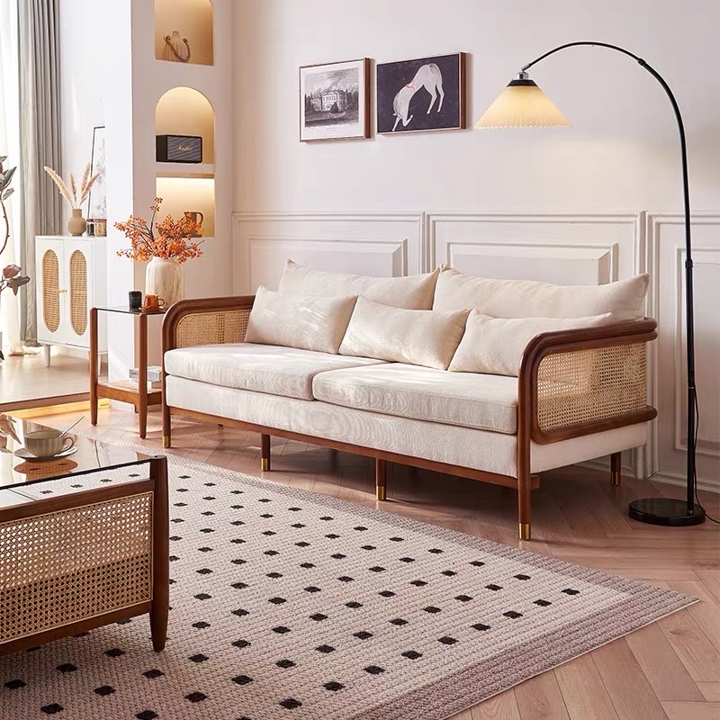 Sofa gỗ phối mây VS37 Heatherfield