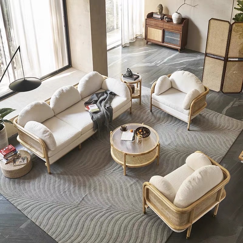 Sofa gỗ phối mây VS37 Heatherfield