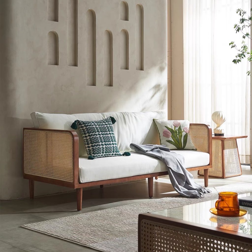 Sofa gỗ phối mây VS38 Helena