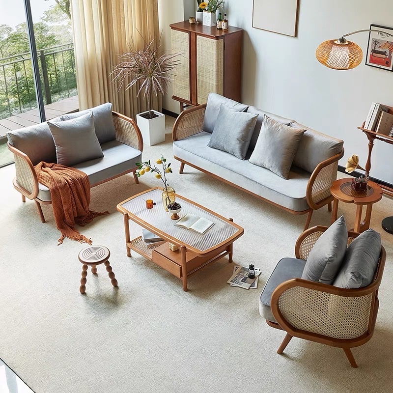 Ghế Sofa gỗ phối mây VS39 Buzzi