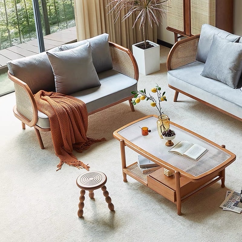 Ghế Sofa gỗ phối mây VS39 Buzzi