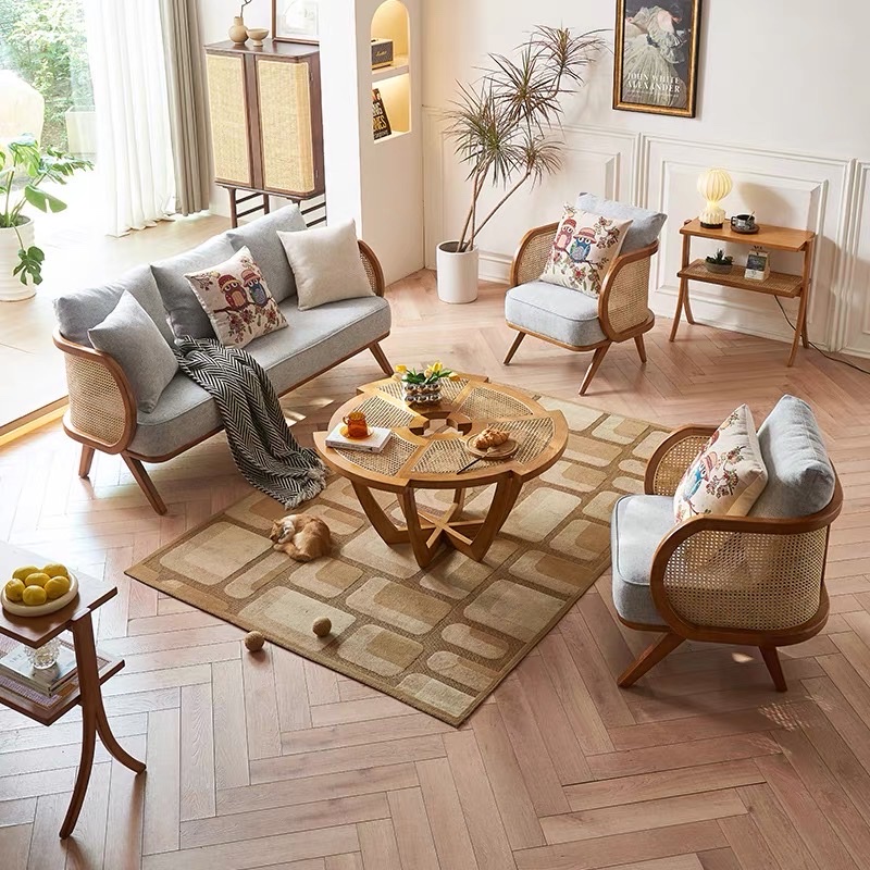 Ghế Sofa gỗ phối mây VS39 Buzzi