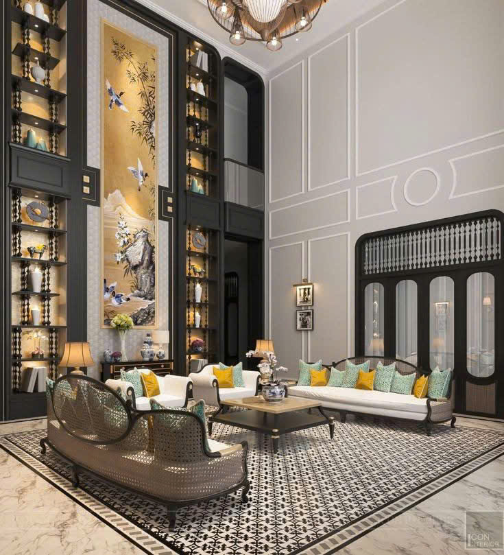Sofa gỗ phối mây Indochine VS42 Marriott
