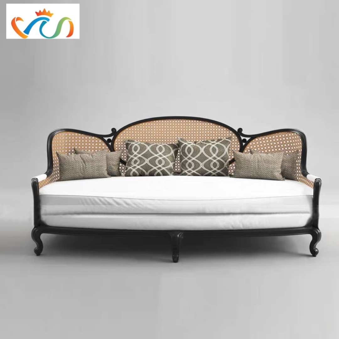 Sofa gỗ phối mây Indochine VS42 Marriott