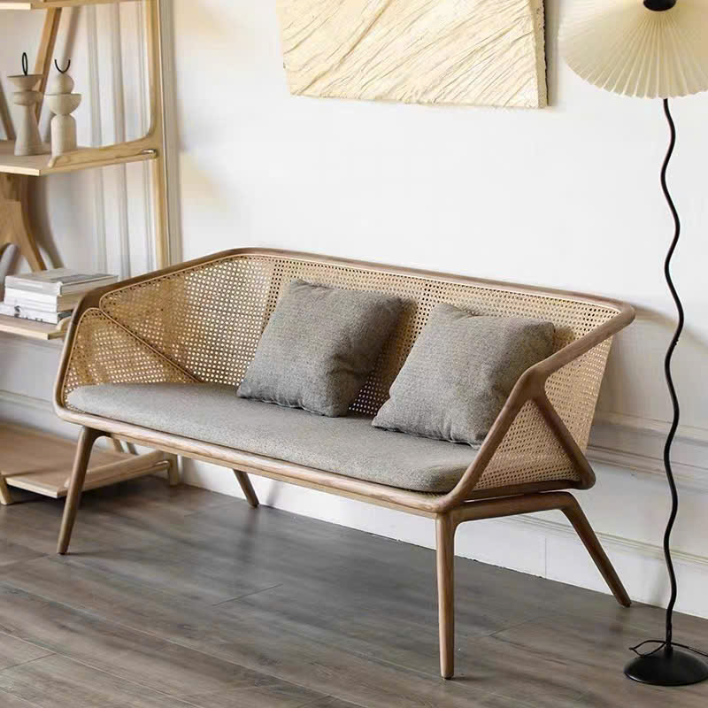 Sofa gỗ phối mây VS43 Junzi