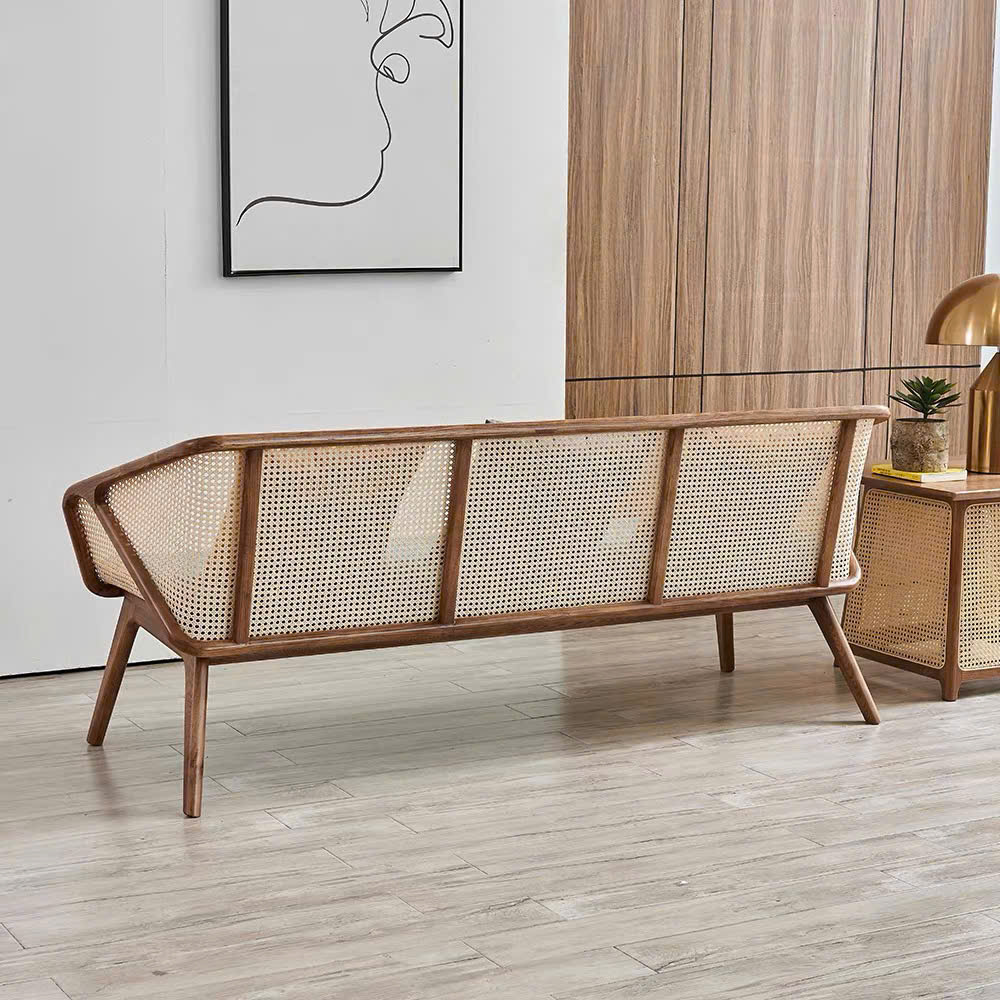 Sofa gỗ phối mây VS43 Junzi