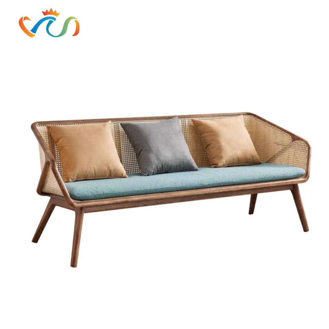 Sofa gỗ phối mây VS43 Junzi