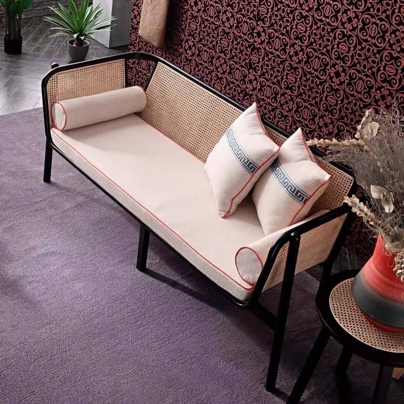 Sofa gỗ phối mây VS44 Zanaati