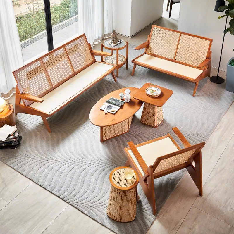 Sofa gỗ phối mây VS45 Seater