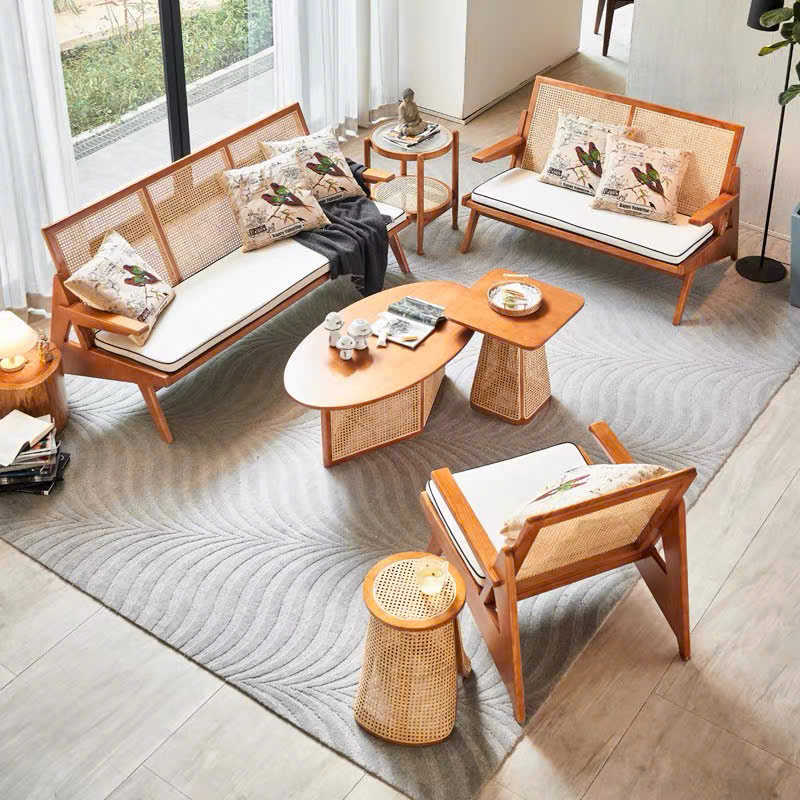 Sofa gỗ phối mây VS45 Seater