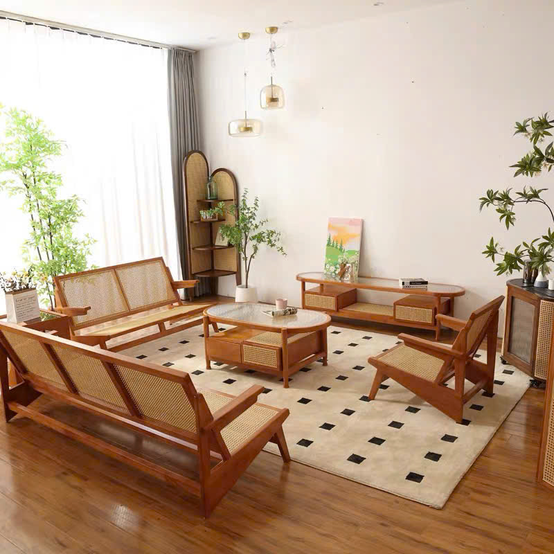 Sofa gỗ phối mây VS45 Seater