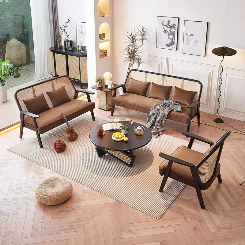 Sofa gỗ phối mây VS46 Oskar