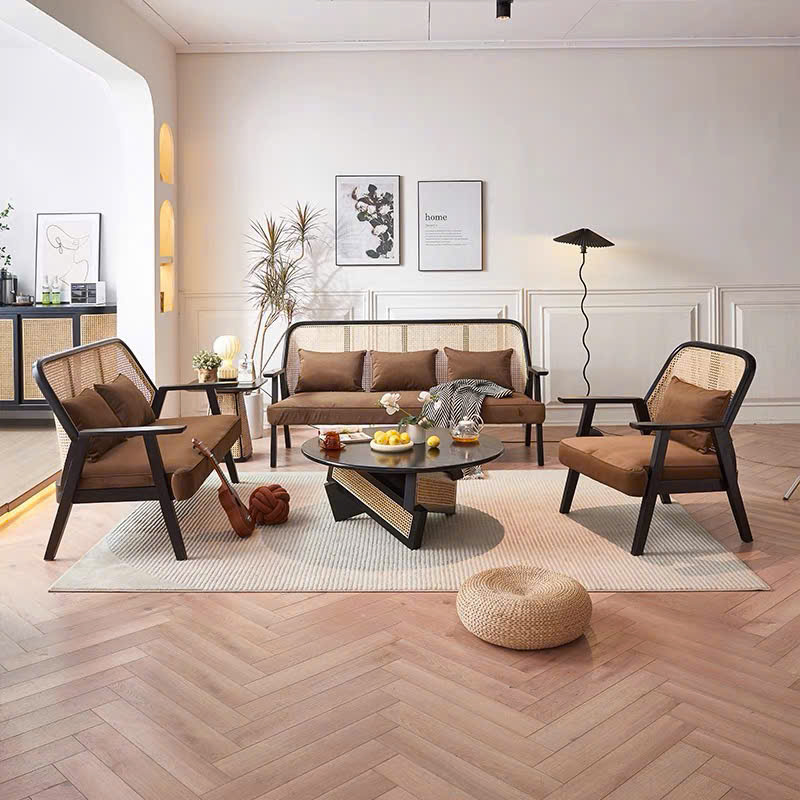 Sofa gỗ phối mây VS46 Oskar