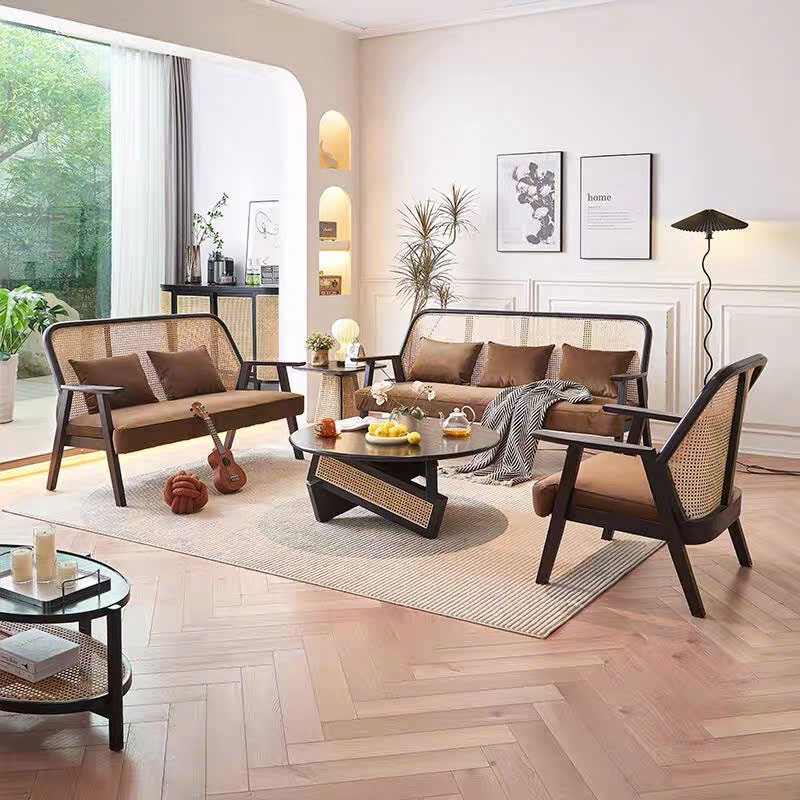 Sofa gỗ phối mây VS46 Oskar