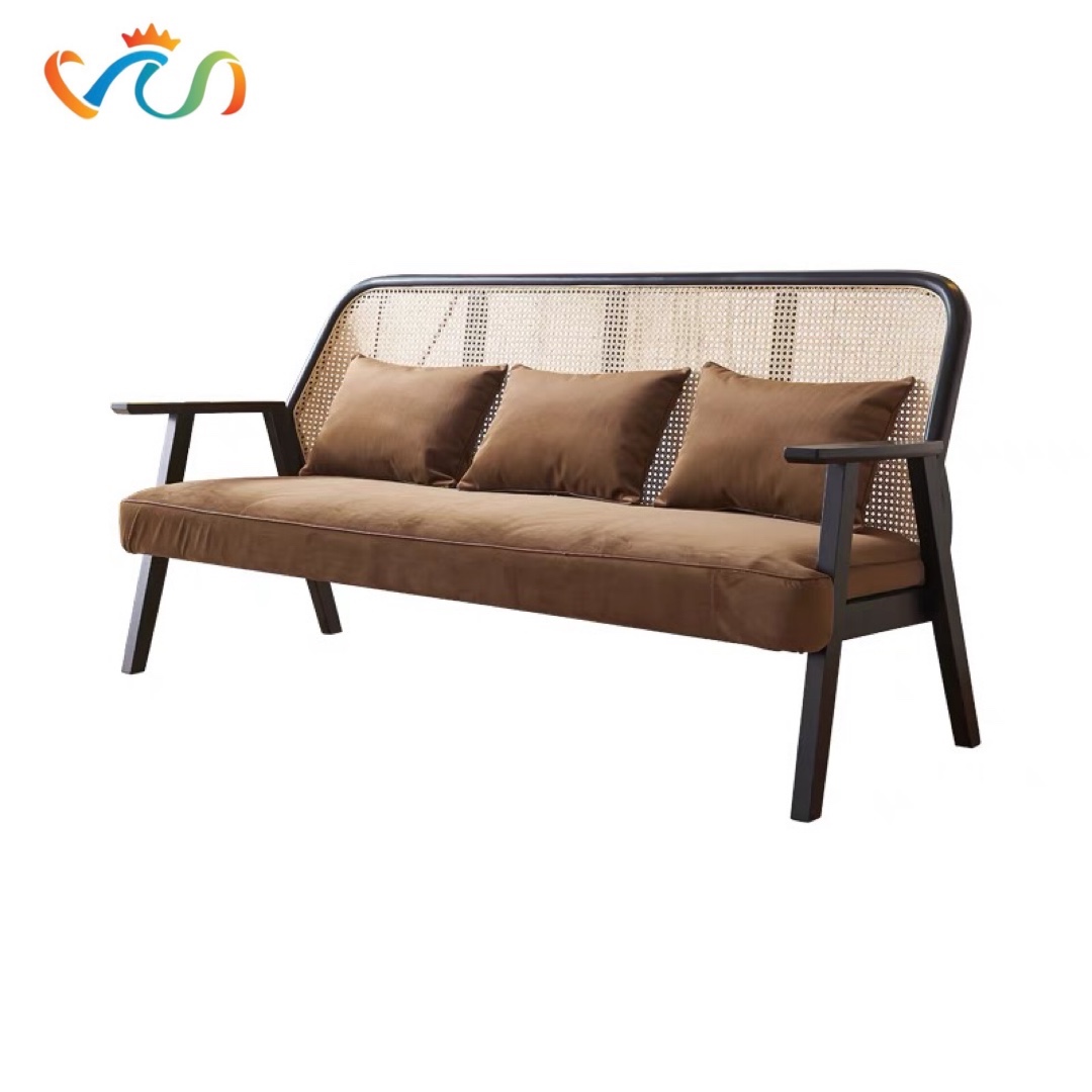 Sofa gỗ phối mây VS46 Oskar
