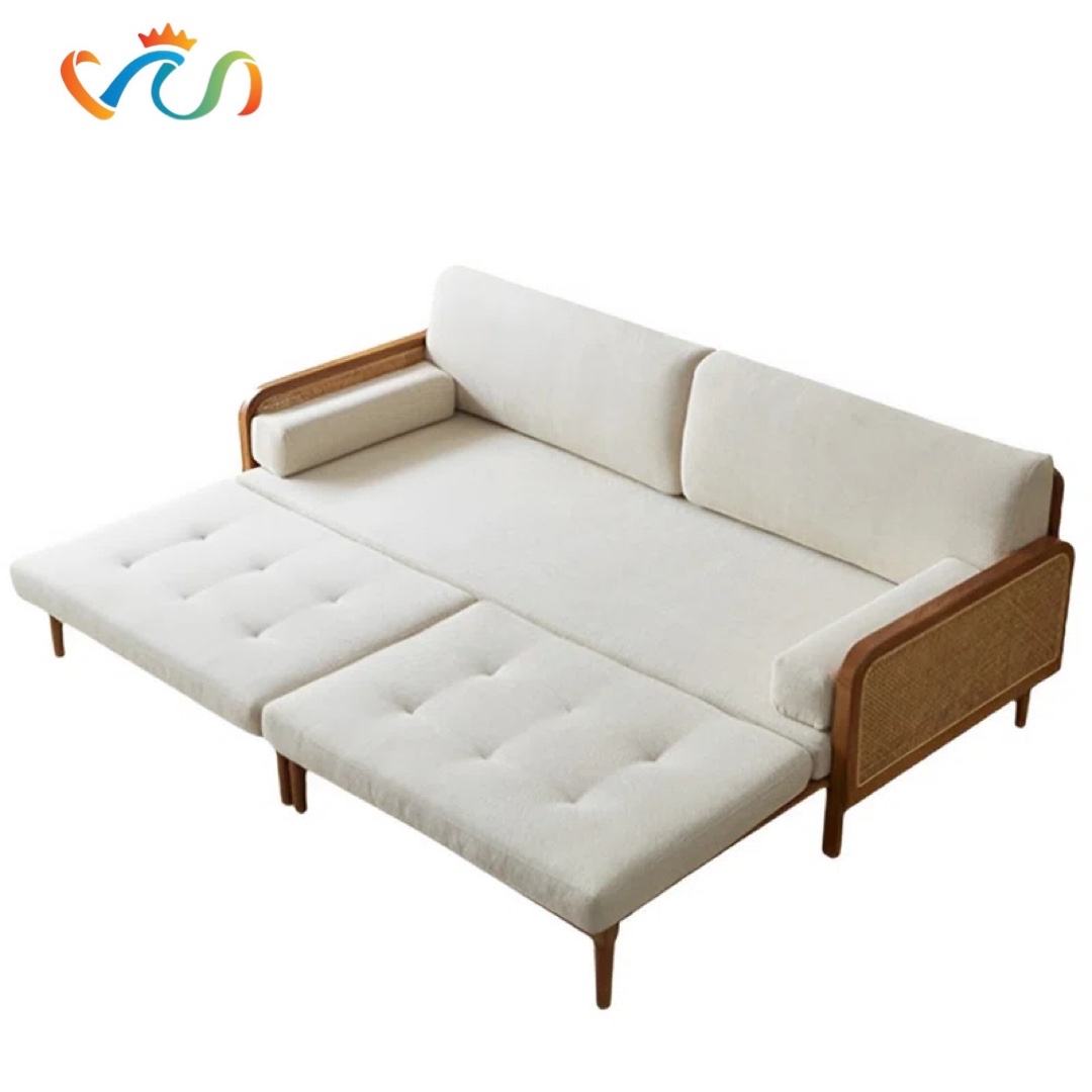 Ghế Sofa Bed, Sofa Giường Gỗ phối Mây VSG01
