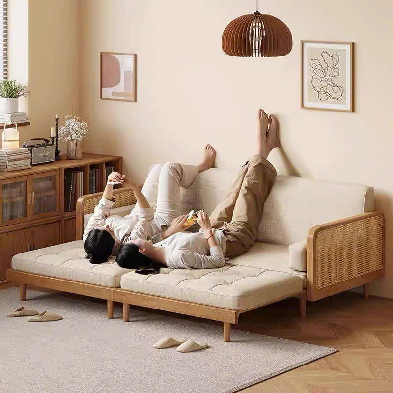 Ghế Sofa Bed, Sofa Giường Gỗ phối Mây VSG01