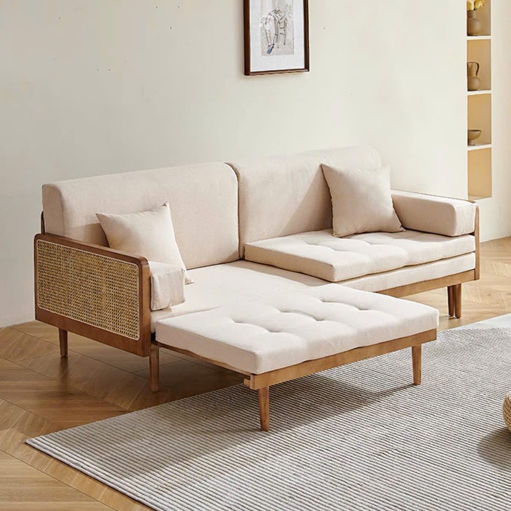 Ghế Sofa Bed, Sofa Giường Gỗ phối Mây VSG01