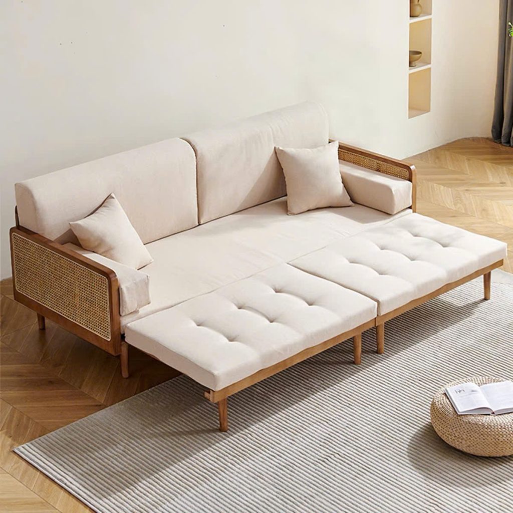 Ghế Sofa Bed, Sofa Giường Gỗ phối Mây VSG01