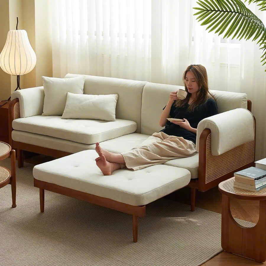 Ghế Sofa Bed, Sofa Giường Gỗ phối Mây VSG05