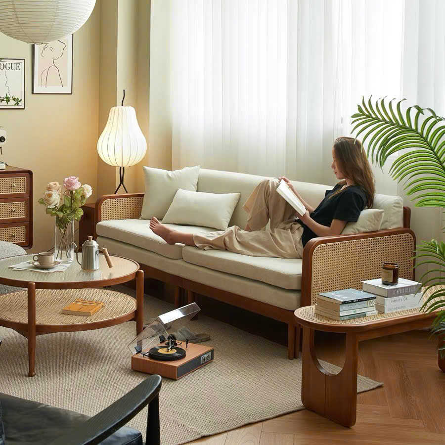 Ghế Sofa Bed, Sofa Giường Gỗ phối Mây VSG05