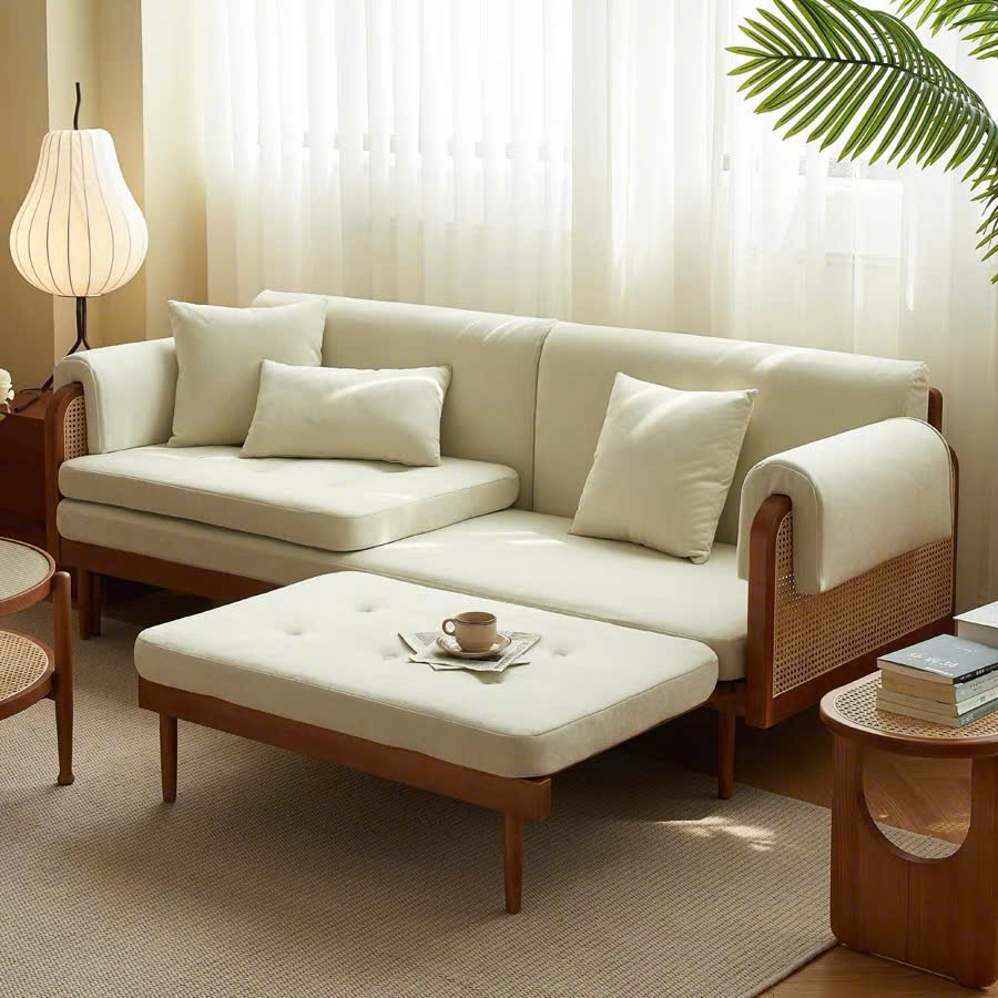 Ghế Sofa Bed, Sofa Giường Gỗ phối Mây VSG05