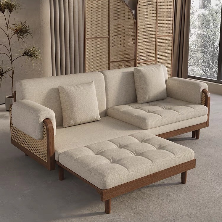 Ghế Sofa Bed, Sofa Giường Gỗ phối Mây VSG05