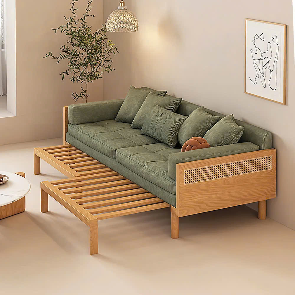 Ghế Sofa Bed, Sofa Giường Gỗ phối Mây VSG02