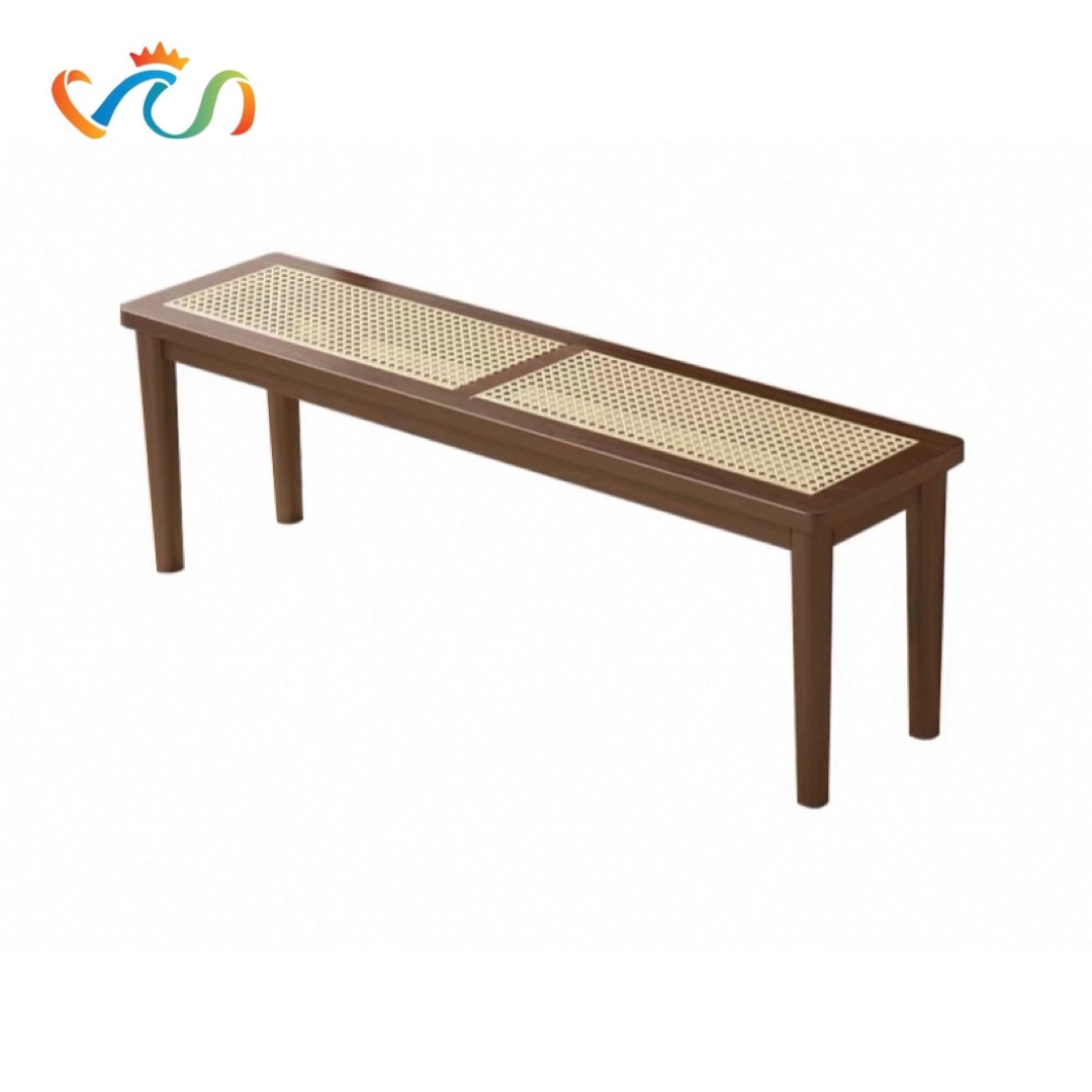 Ghế băng, ghế ăn, ghế cafe VGB03 gỗ phối mây