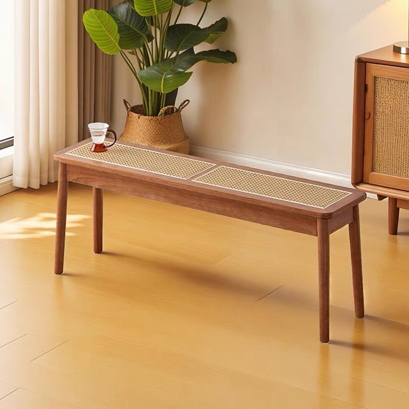 Ghế băng, ghế ăn, ghế cafe VGB03 gỗ phối mây
