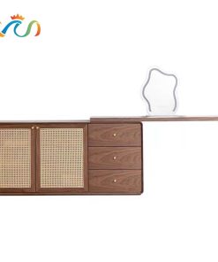 Bàn làm việc , bàn trang điểm gỗ phối mây đa năng VB12