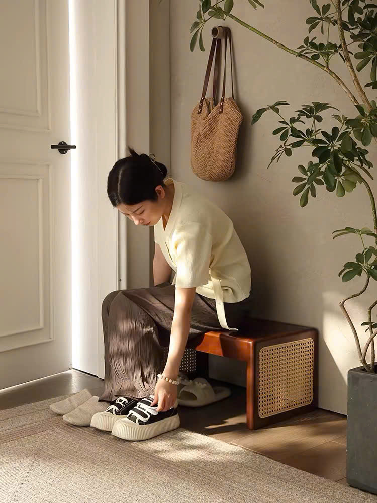 Bàn trà, giỏ gỗ phối mây VGD03