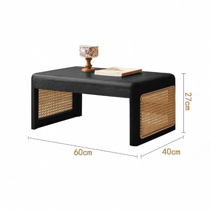 Bàn trà, giỏ gỗ phối mây VGD03