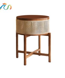 Bàn trà, giỏ gỗ phối mây VGD04